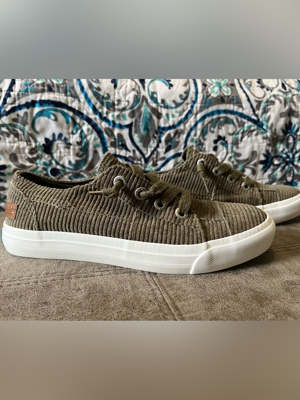 Blowfish Olive Corduroy Low-Top Sneakers
